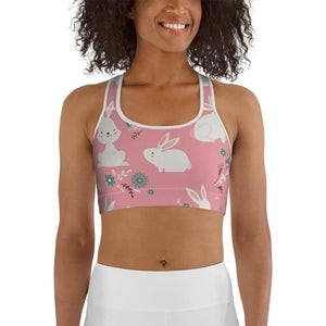 White Easter Bunnies Sports Bra