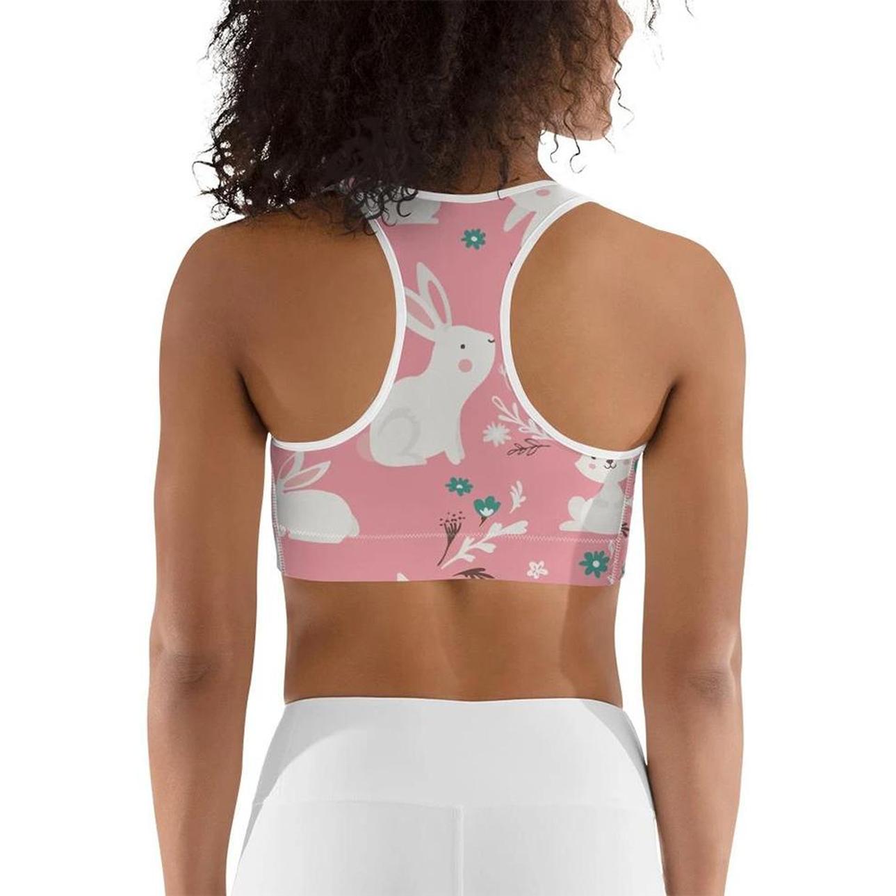 White Easter Bunnies Sports Bra