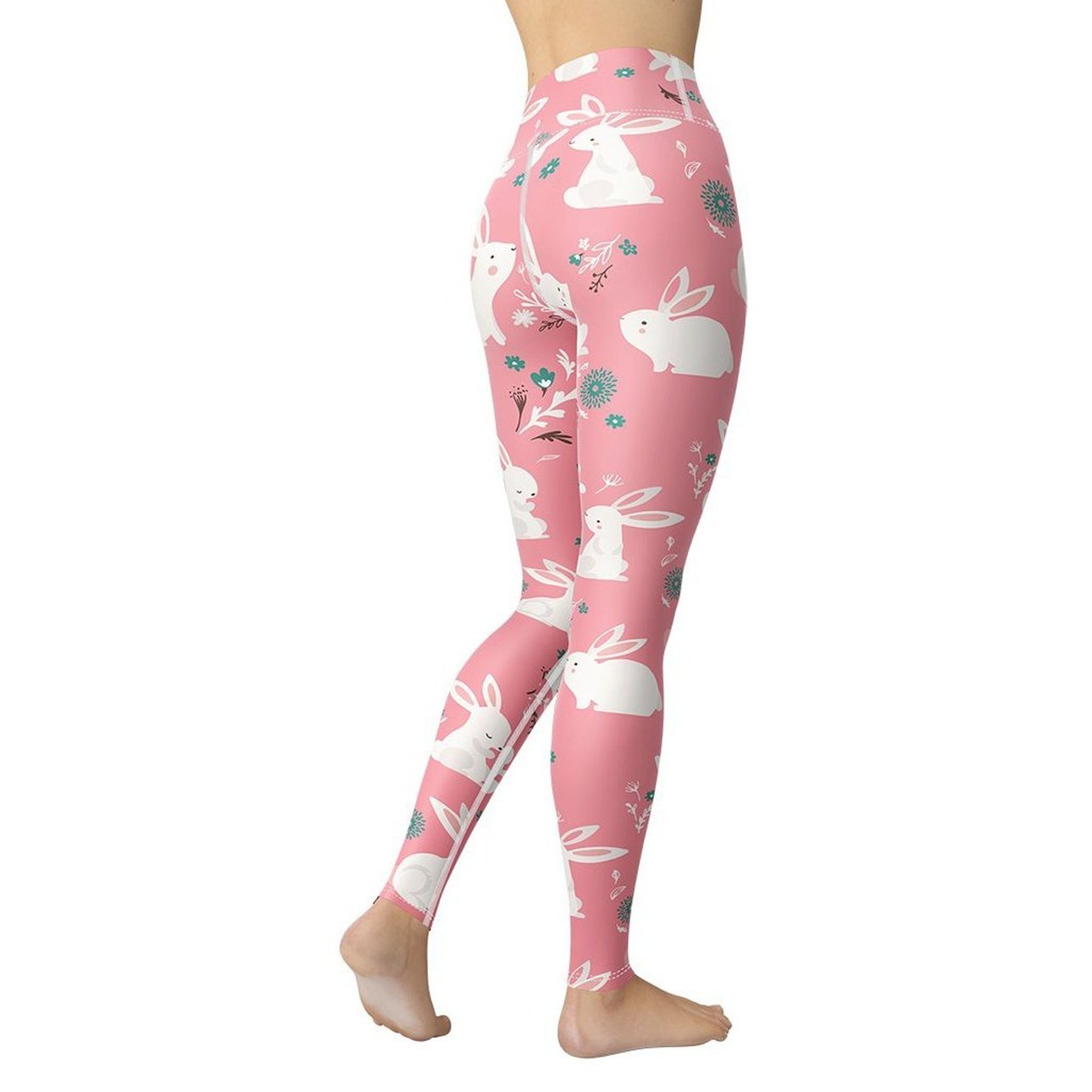 White Easter Bunnies Yoga Leggings
