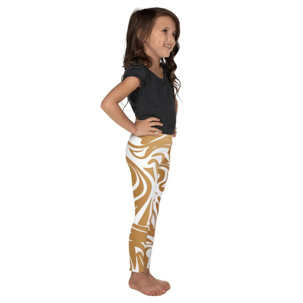 White & Gold Print Kid's Leggings