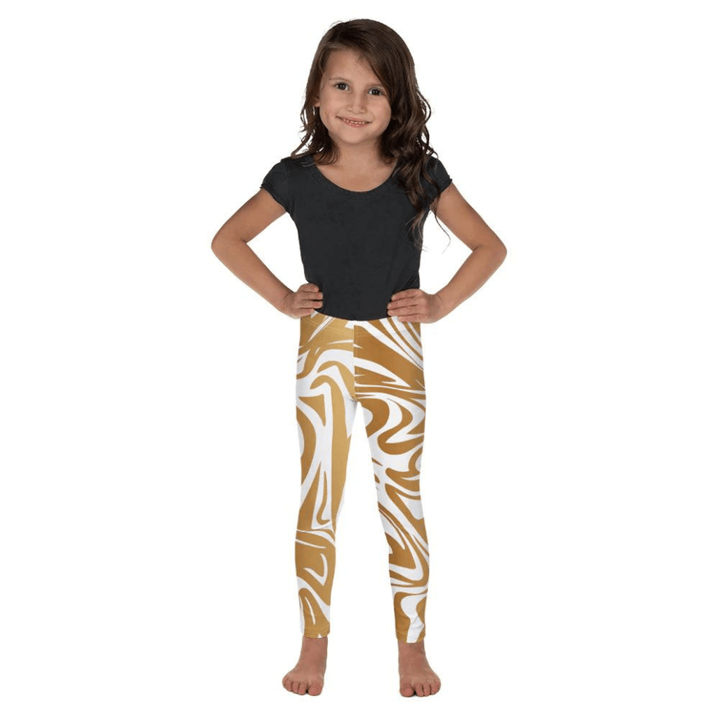 White & Gold Print Kid's Leggings