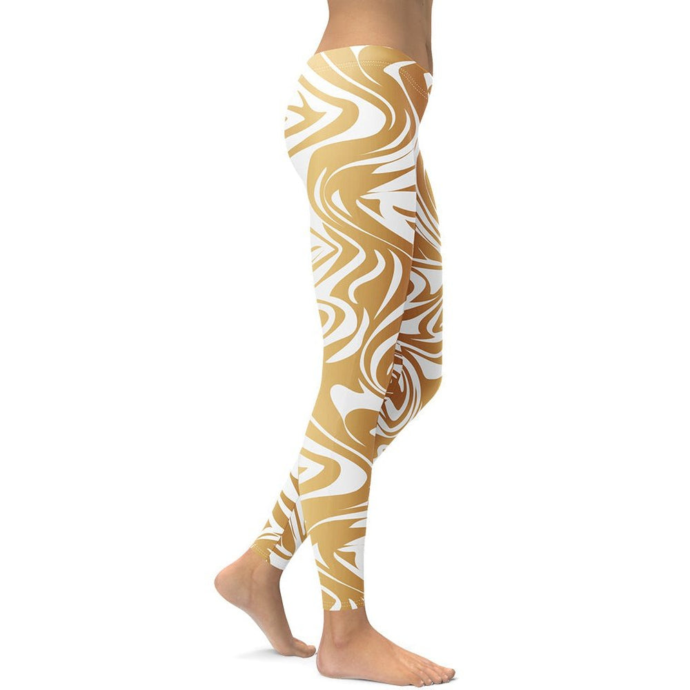 White & Gold Leopard Leggings main image 1