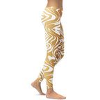 White & Gold Print Leggings