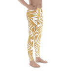White & Gold Print Men's Leggings