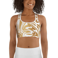 White & Gold Print Sports Bra