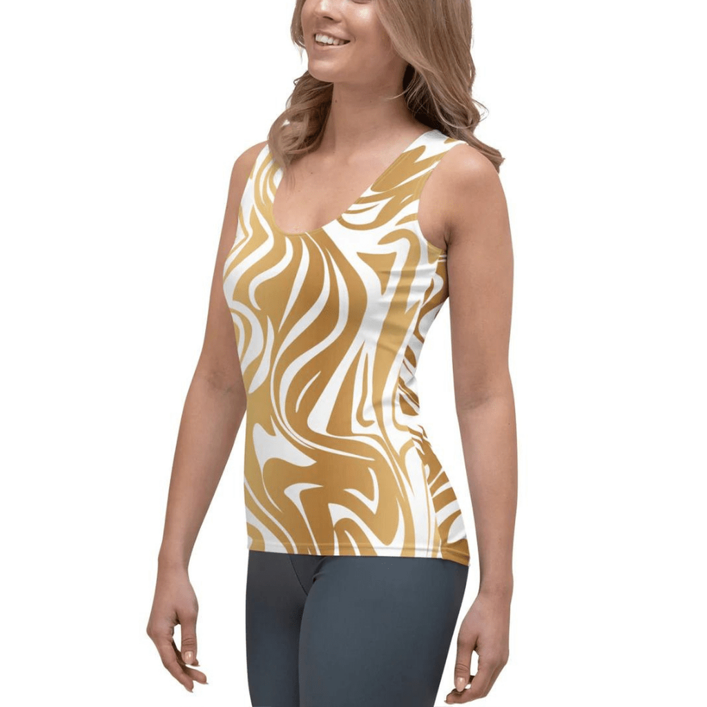 White & Gold Print Tank Top