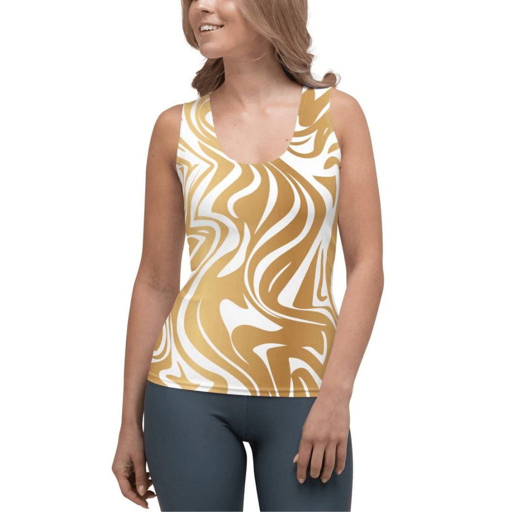 White & Gold Print Tank Top