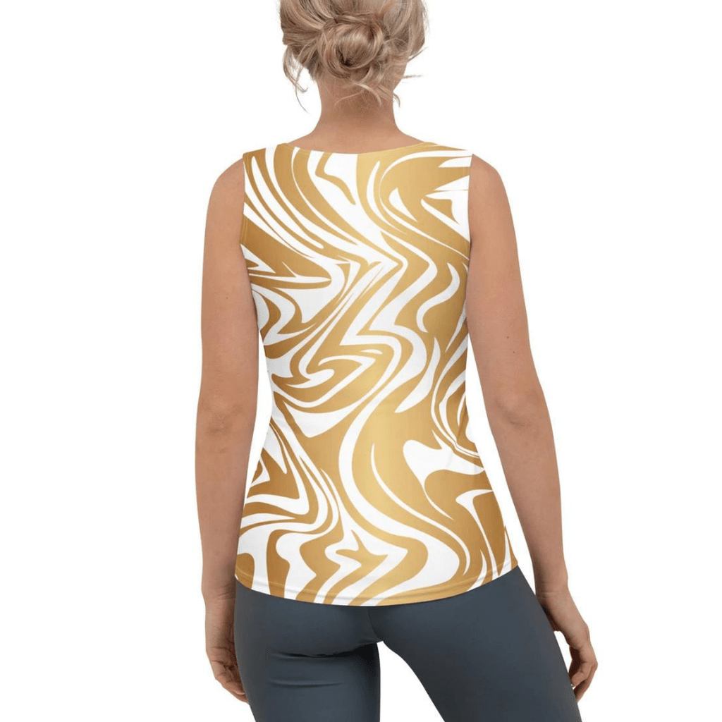 White & Gold Print Tank Top