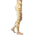 White & Gold Print Yoga Leggings