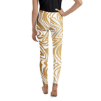 White & Gold Print Youth Leggings