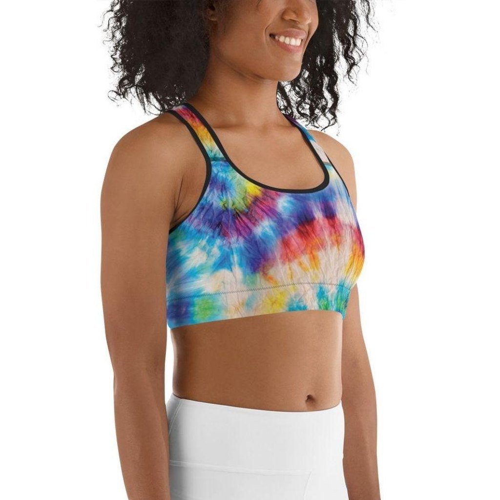 Wrinkled Effect Tie Dye Sports Bra