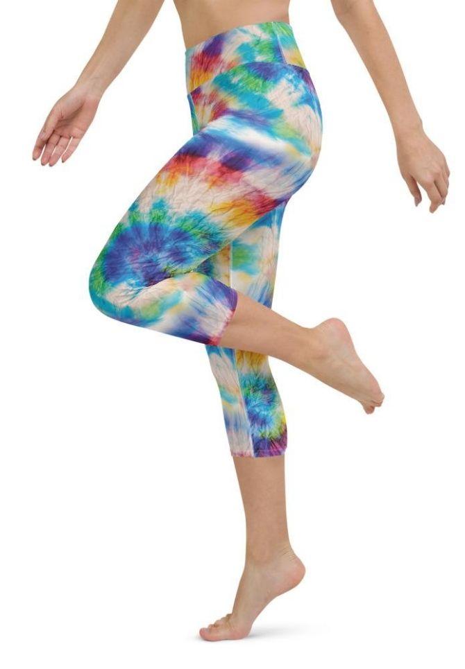 Wrinkled Effect Tie Dye Yoga Capris