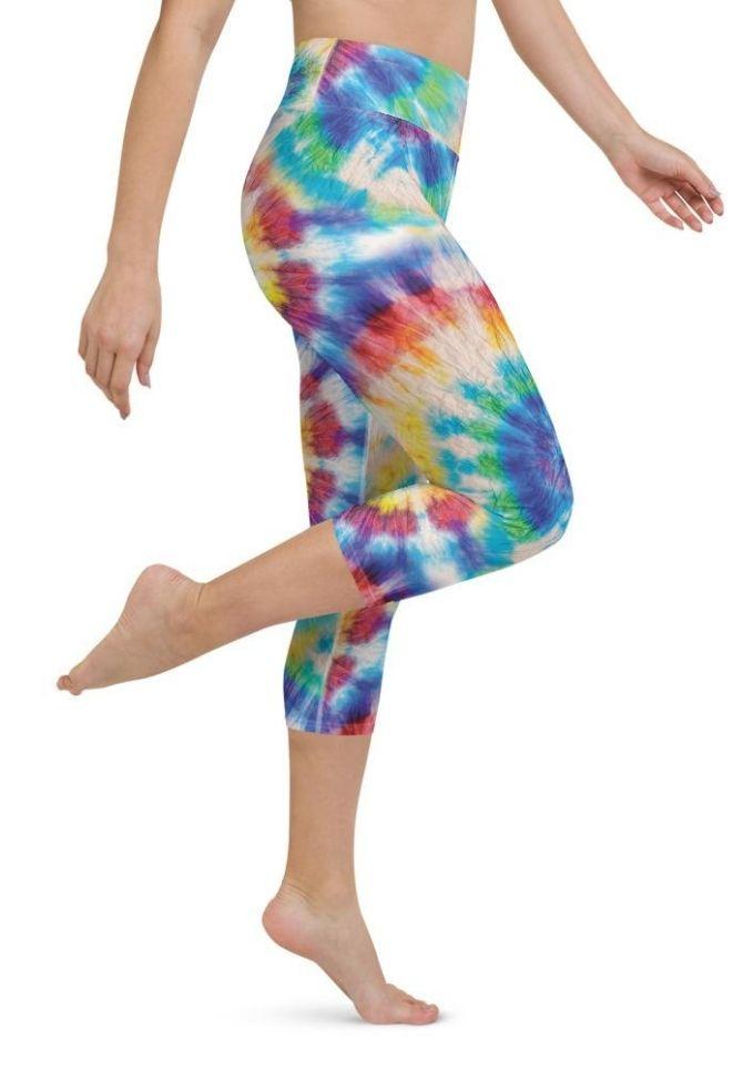 Wrinkled Effect Tie Dye Yoga Capris