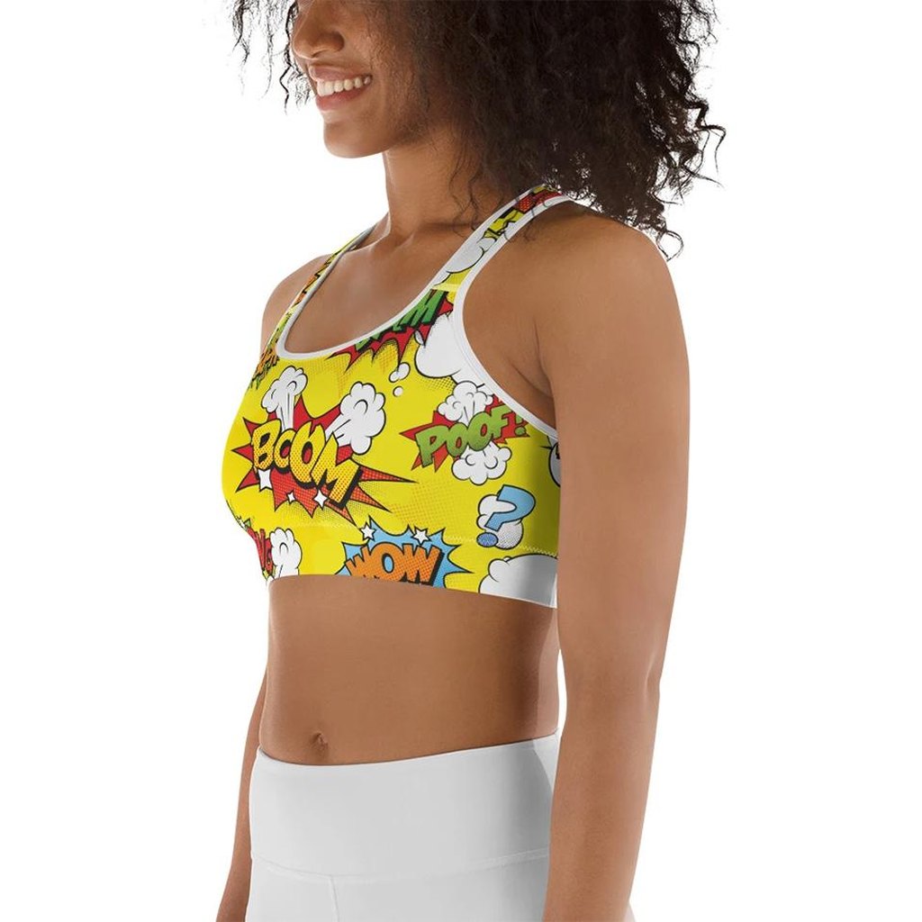 Yellow Pop Art Sports Bra