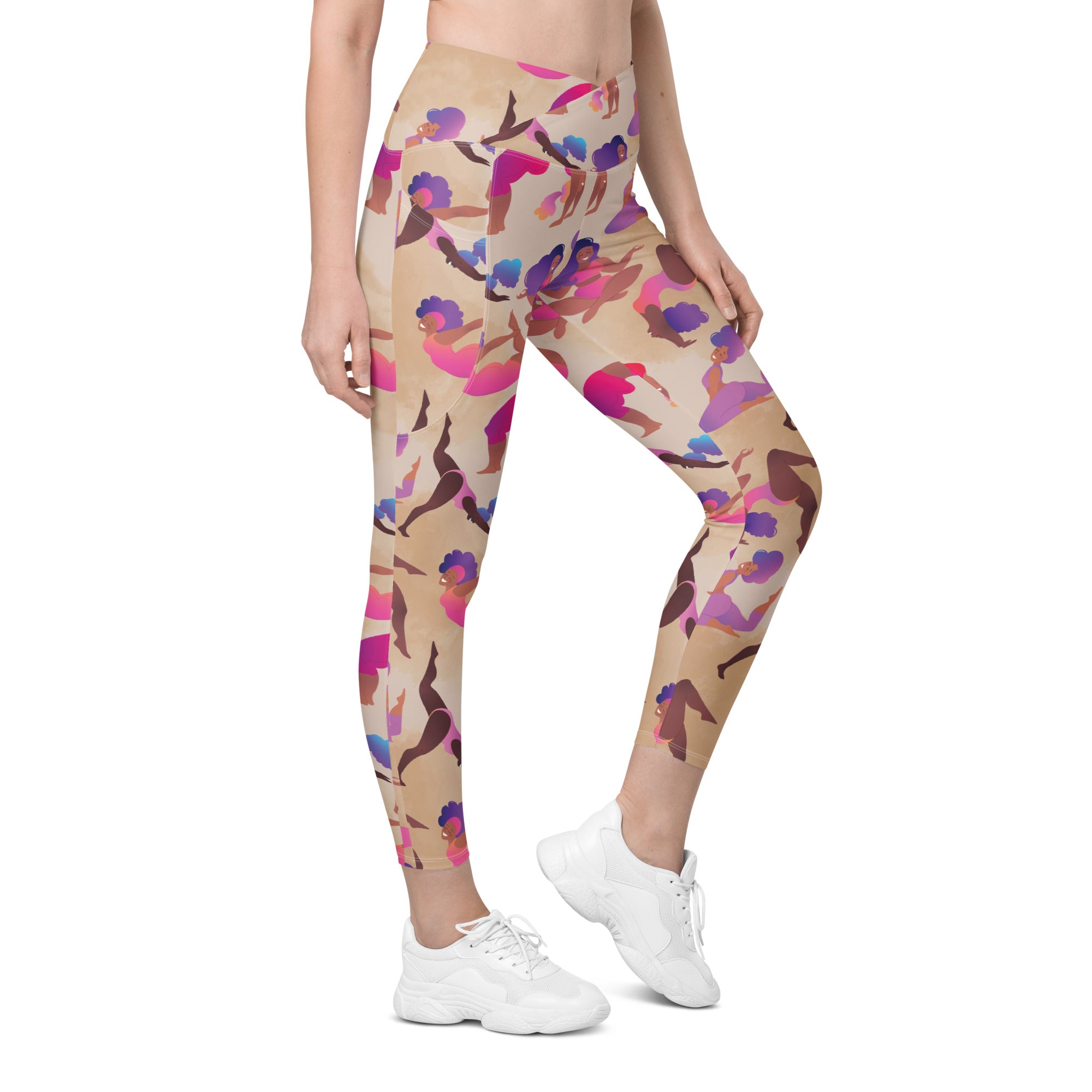 Yoga Poses Crossover Leggings With Pockets