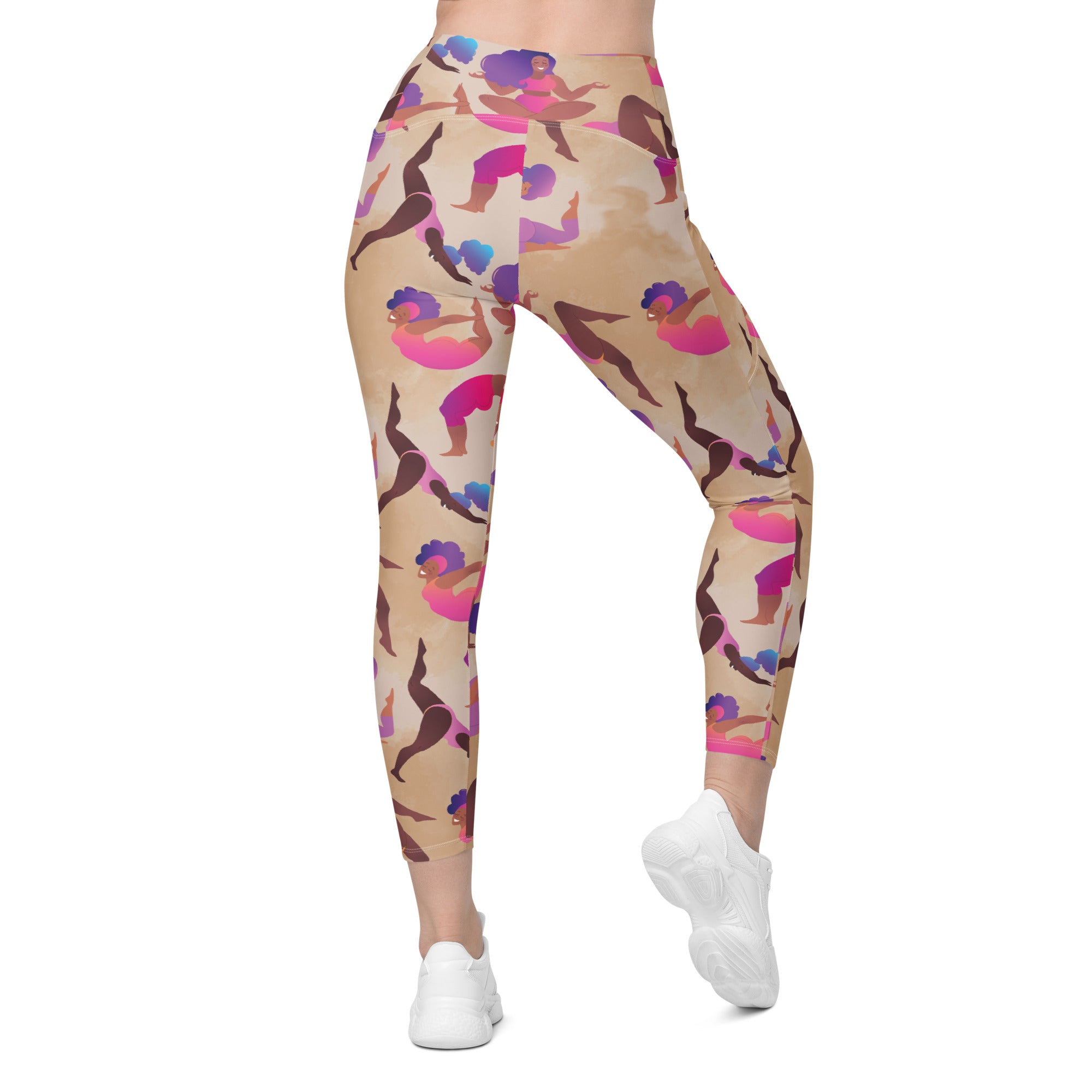 Yoga Poses Crossover Leggings With Pockets
