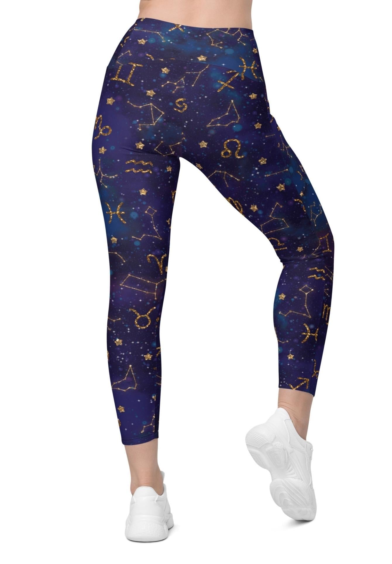 Zodiac Signs Crossover Leggings With Pockets